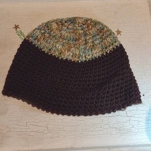 homemade Crocheted knit tobaghan brown and green